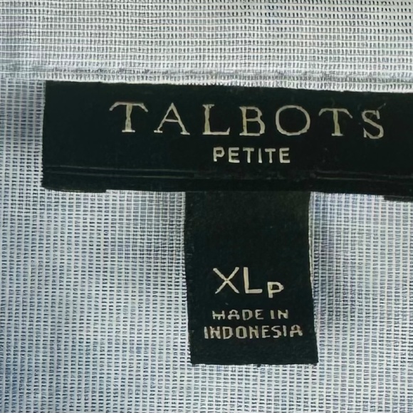 Talbots Shirt Top Blouse Sz XLP XL Petite 14 16 Blue Poplin Tie Sleeve Chic - Picture 4 of 5